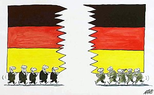 cartoon jagged German flag uniting