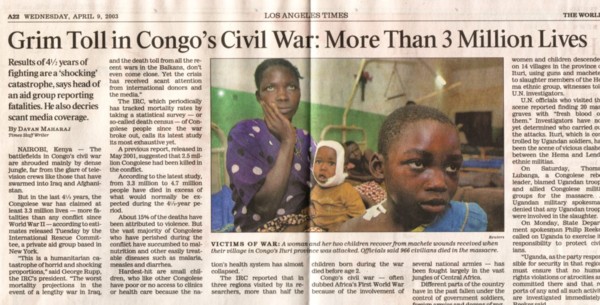 Apr. 6, 2003 LA Times article on genocide in Congo