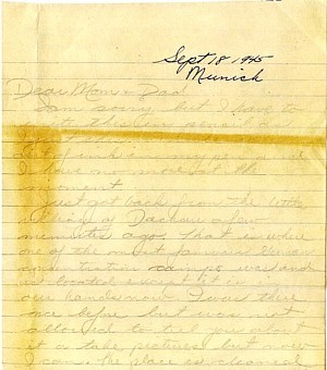 September 1945 letter, page 1