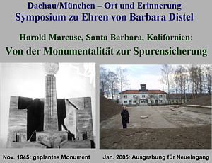 Monument and traces of Dachau, 1945 vs. 2005