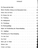 Table of contents of W. Niemoeller's 1952 book Macht geht vor Recht