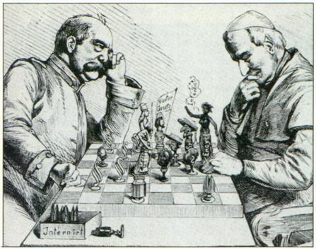 Kulturkampf: Bismarck and Pius IX playing chess