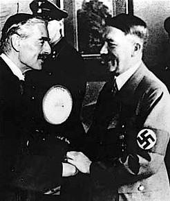 Chamberlain and Hitler shaking hands