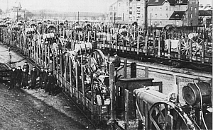 1923 Ruhr tractors on train to France