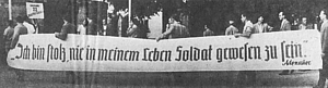 1955 anti-remilitarization protest with Adenauer quote