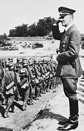 Hitler saluting the army