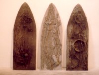 picture of 3 artworks with attributes of St. Dorothy, Barbara, and Katherine