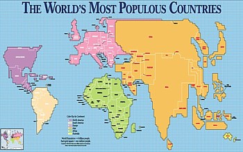 world map scaled by population