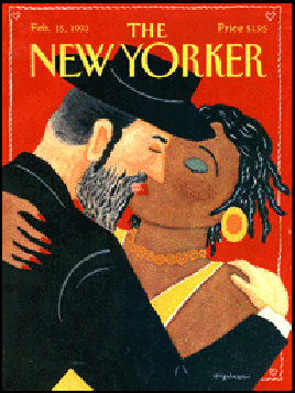 New Yorker cover: Jew and Black woman kissing