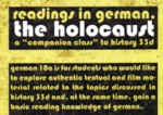 Flyer for German 10a, "Readings in German on the Holocaust"