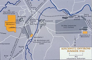 Map showing Auschwitz i,ii,iii
