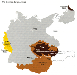 color map showing Germany's 1930s expansion