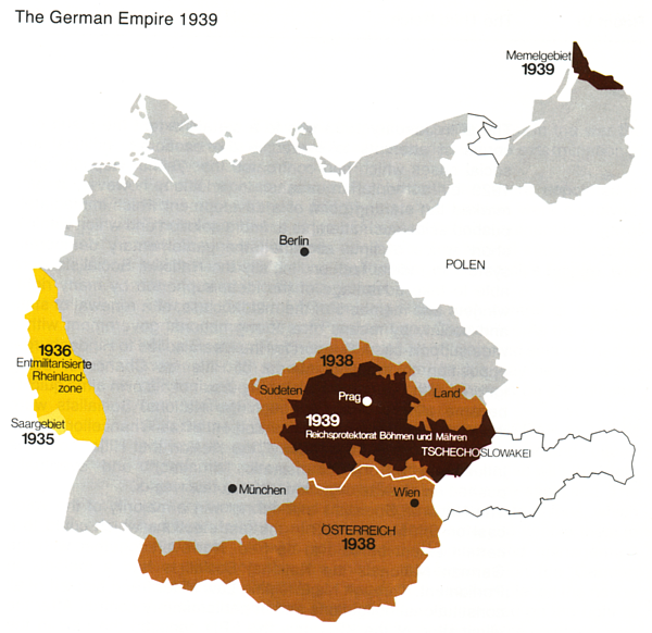 Map of Germany's territorial gains, 1935-39