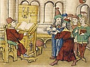 Prof and students in 1470