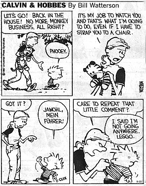 cartoon: Calvin calls his babysitter Mein Fuhrer