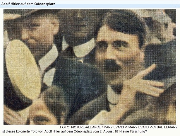 colored photo of Hitler on Aug 2, 1914