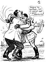 June 1941 cartoon: Hitler stabs Stalin