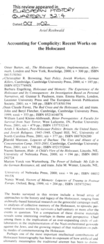 European History Quarterly, Oct. 2002 review of Legacies of Dachau